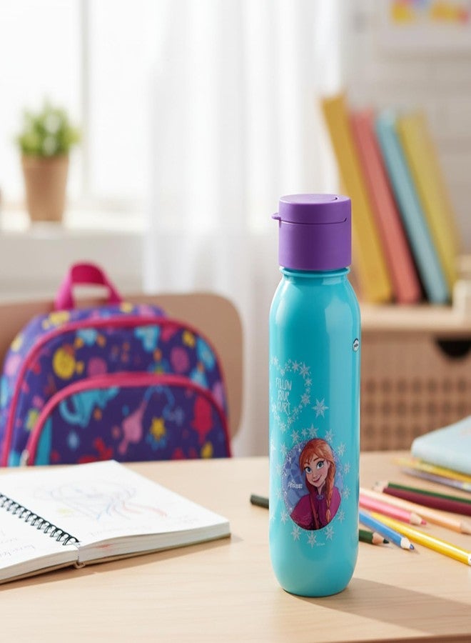 Gluman School Water Bottles For Girls | Claro Mini Disney Frozen Character Plastic Spout Kids Water Bottle School | Leak Proof, 100% Food Grade| Bpa Free Spout Lid 500Ml (Pack Of 2) - Blue - Image 4